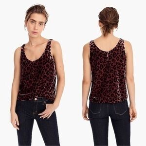 J Crew Always Leopard Animal Print Velvet Tank Top J4954 Sleeveless Shirt Size 4